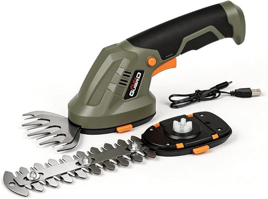2-in-1 Cordless Hedge Trimmer & Grass Shear, Handheld Electric Shrub Trimmer with Rechargeable Battery and Type-C Cable for Garden, Yard and Lawn