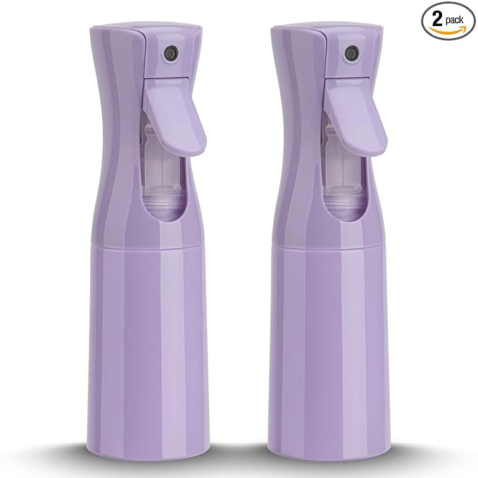 Spray Bottle for Hair (6.8OZ /200ML) Continuous Ultra Fine Mist Sprayer for Hair, Salons, Barber, Plants, Skin Care, Cleaning 2 Pack PURPLE