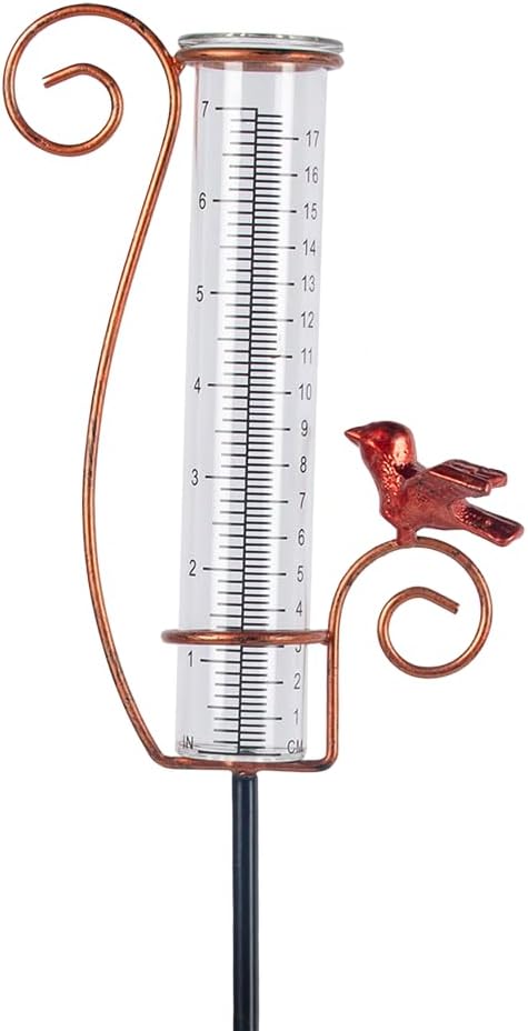Cardinal Rain Gauge Outdoor, 7 Inch Metal Rain Gauges for Measuring Precipitation, Patio, Garden Yard Decor