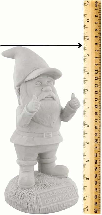 Gnometastic Gnude Gnomes - Unpainted Make Gnomes Great Again Garden Gnome, 9.5 inches/DIY Paint Your Own Gnome - Funny Garden Gnome Statue