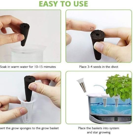 12Pcs Grow Sponges Seed Pods Replacement Root Growth Sponges Seed Starter Pods Refill Pods Compatible Seed Grow Pod for Hydroponic Growing System Germination Kits