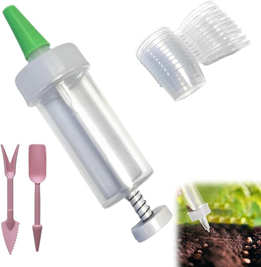 hoehew Seed Spreader, 2025 Upgrade Mini Sowing Seeds Dispenser Set, Handheld Seed Planter, Small Seed Planter Tool, Manual Seedlings Dibber and Widger Set Gardening Tools (a)