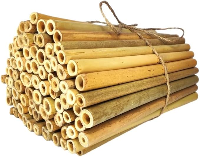 INature Bamboo Craft Tubes - 100 Count, 5" Eco-Friendly Sticks for DIY Bee Hotels, Solitary Bee Hives, and Pollinator Gardens