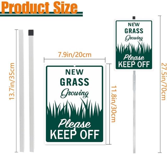 New Grass Growing Please Keep Off Yard Sign With Stake Keep Off Grass Reflective Aluminum Lawn Signs Signs Rust Free Garden Signs (8x12) IN