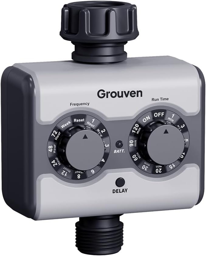 Sprinkler Timer with Brass Inlet Ball Valve Water Timer No Water Pressure Required for Garden Irrigation with Rain Delay/Manual Watering System