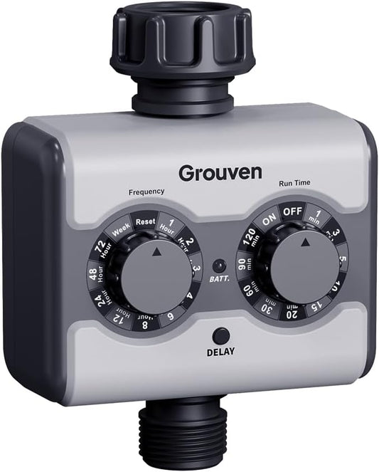 Sprinkler Timer with Brass Inlet Ball Valve Water Timer No Water Pressure Required for Garden Irrigation with Rain Delay/Manual Watering System