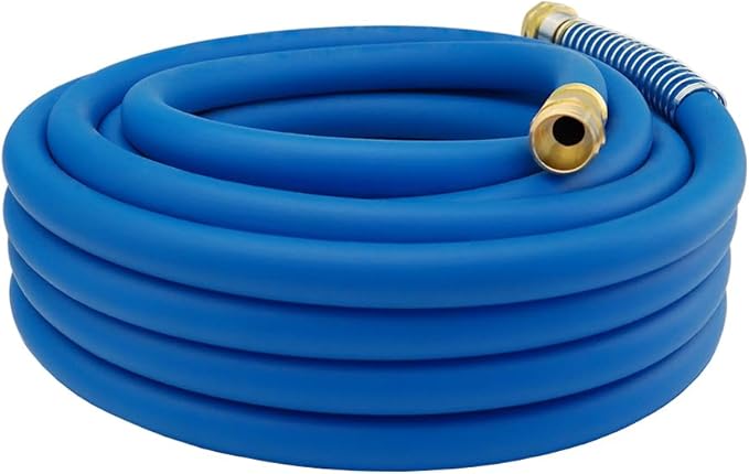 Guitrees 25FT 3/4 Heavy Duty Rubber Garden Hose - 200psi Working, 1000psi Burst - Hot/Cold Water - Five-Layered Braiding for Durability - Versatile for Gardening, Agriculture, Construction(Blue)
