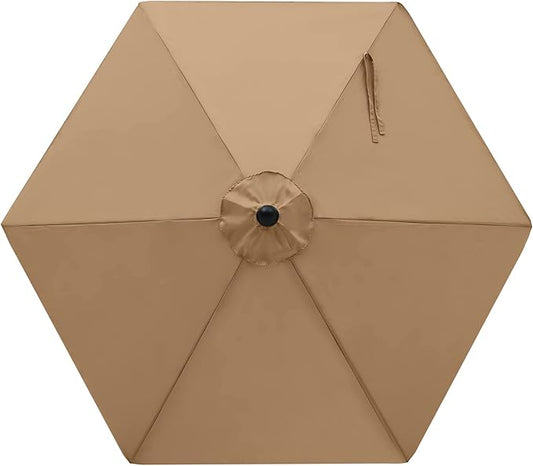 MASTERCANOPY Patio Umbrella 7.5 ft Replacement Canopy for 6 Ribs-Khaki Canopy Only