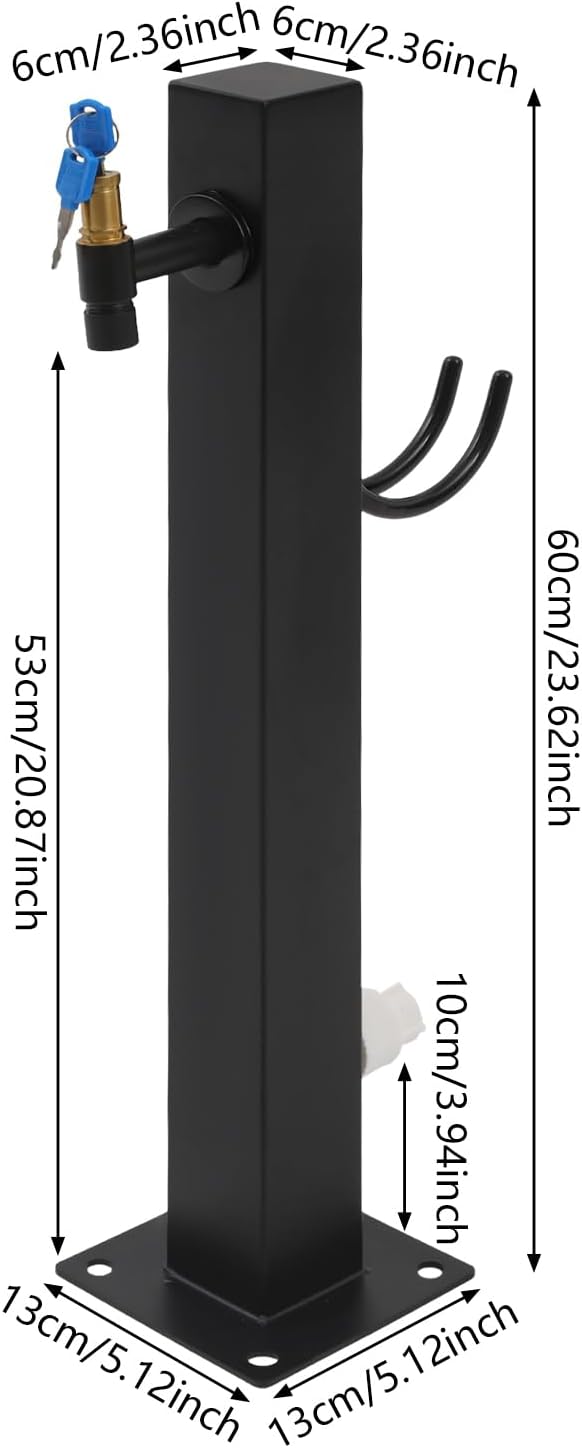 Outdoor Vertical Garden Water Column, 304 Stainless Steel & All-Copper Faucet, Dual Water Inlet，Outdoor Antifreeze Faucet Dispenser Hydrant Water Feature Fountain, for Irrigation