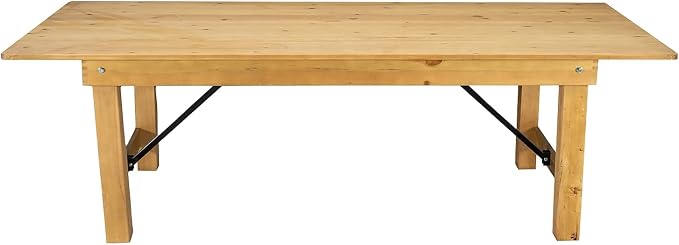 Flash Furniture HERCULES 8' x 40" Rectangular Antique Rustic Solid Pine Folding Farm Table, Light Natural