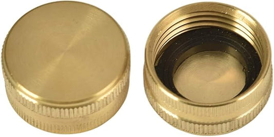 2 Pack 3/4" Brass Garden Hose End Caps with Washers