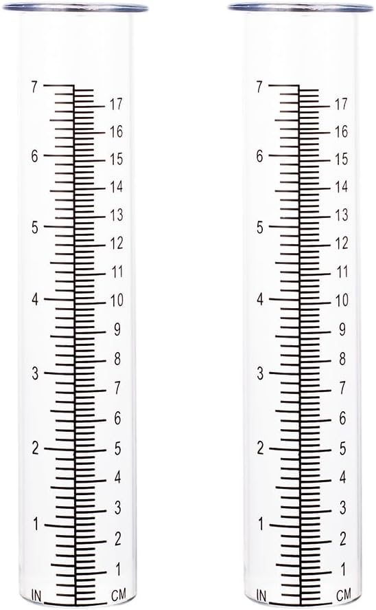 7'' Capacity Rain Gauge Replacement Tube Glass, 2 Pcs Replacement Rain Gauge Tube for Garden Yard Outdoor
