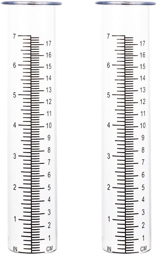 7'' Capacity Rain Gauge Replacement Tube Glass, 2 Pcs Replacement Rain Gauge Tube for Garden Yard Outdoor