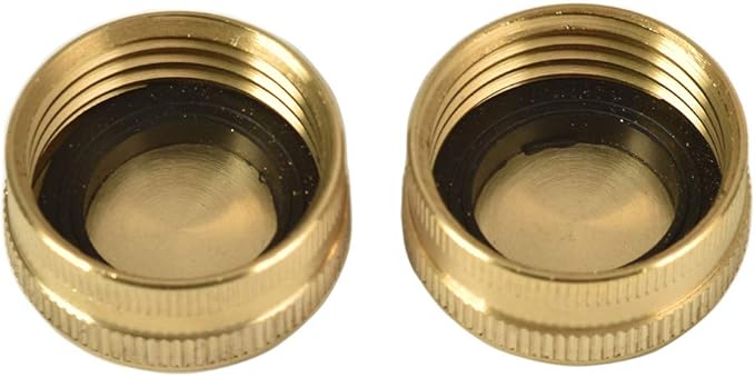 2 Pack 3/4" Brass Garden Hose End Caps with Washers