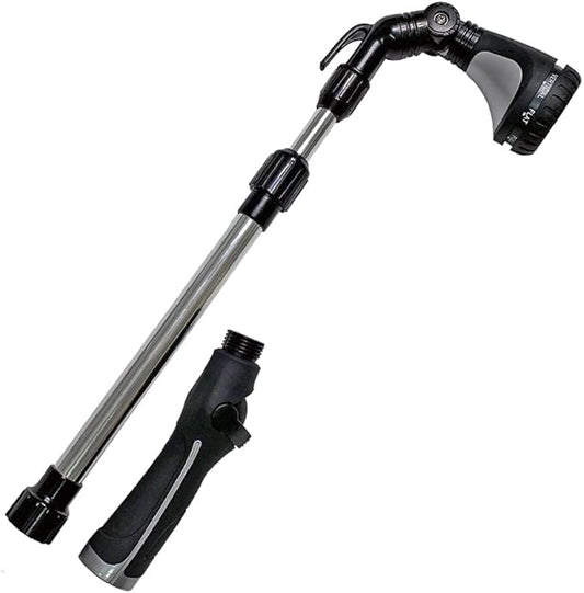 Garden Telescoping 23-30 Inches 8-pattern Water Wand, Pistol Hose Nozzle, Thumb Grip Sprayer, Soft Grip