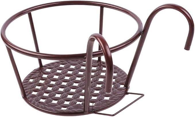 Hanging Railing Planters Baskets Art Hanging Flower Stands Balcony Flower Pot Holders Plant Iron Racks Fence Metal Potted Stand Mounted Balcony Round Plant Basket Shelf Container Box,Garden Steel Pots
