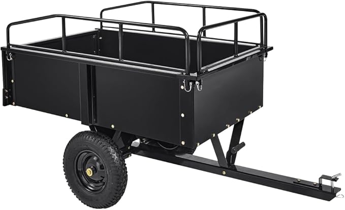 GarveeLife 750 LBS Garden Utility Trailer, 15 Cubic Feet Heavy Duty Steel Dump Cart Feetwith Removable Sides,Hand Pull or Foot Pedal Garden Cart for ATV, UTV, Lawn Mowers and Tractors