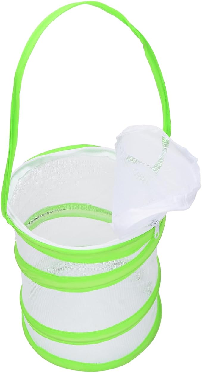 Insect Lore Butterfly Garden Habitat Foldable Washable and Reusable Butterfly Cage 6.3" x 7.9" Tall(Green-A, Small)