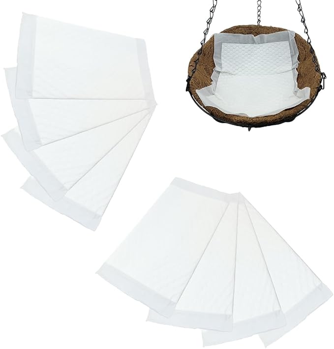 8Pack Self Watering Liners for Hanging Plants Basket,10 X 14” Plant Basket Insert Watering Devices Coconut Liner Auto Watering Mat for Outdoor Window Box Pot (8, White)