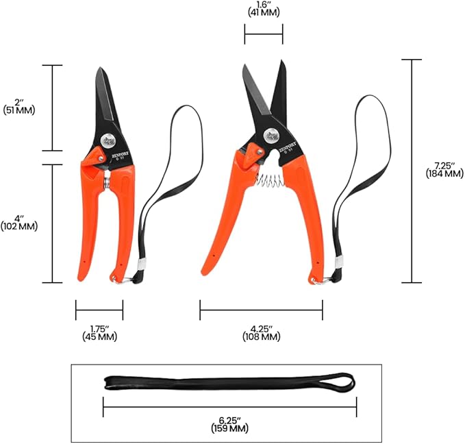 Zenport Q91 Ultra Twig and Hoof Trimming Shears, 7.25-Inch, Orange