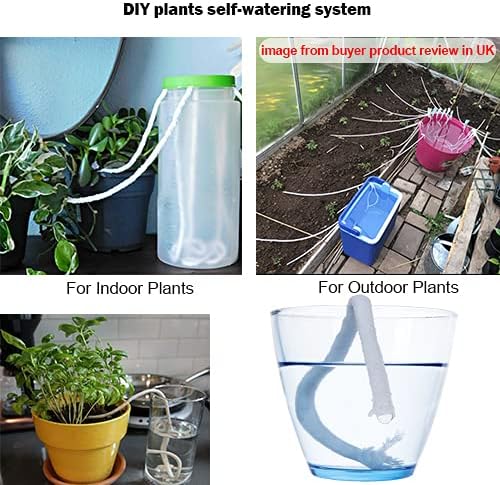 ORIMERC 150 feet 1/4 inch Self Watering Capillary Wick Cord Vacation Plant Sitter Hydroponic Wicking Self-Watering Planter Pot Automatic Water System Device Potted Violet Auto Seedling Waterer Rope