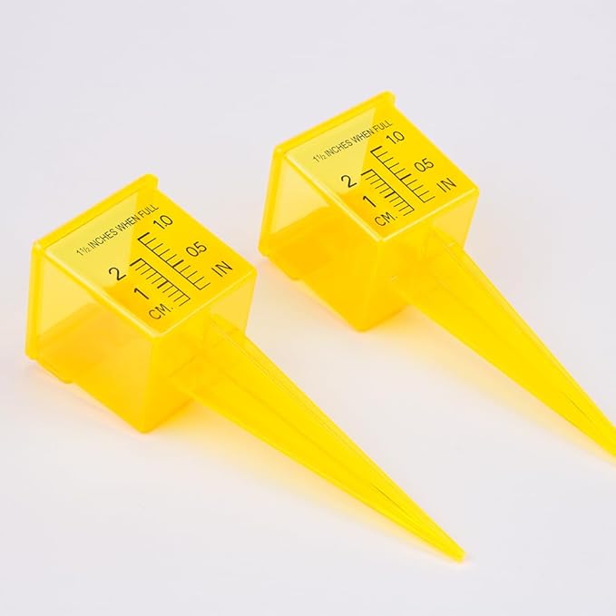 ZORZA Outdoor Rain Gauge Plastic Clear Sprinkler Gauge Rain Measuring Gauge Tool 1.5" Wide Mouth,Bright Yellow,Ideal for Lawn,Yard,Garden,Backyard,Set of 5