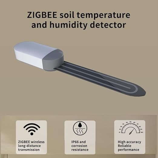 Zigbee Soil Moisture Sensor, Wireless Smart Plant Sensor Leave-in Soil Thermometer, Capacitive Probe, Tuya Zigbee Hub Needed IP66 Moisture/Temperature Meter for Garden Planting