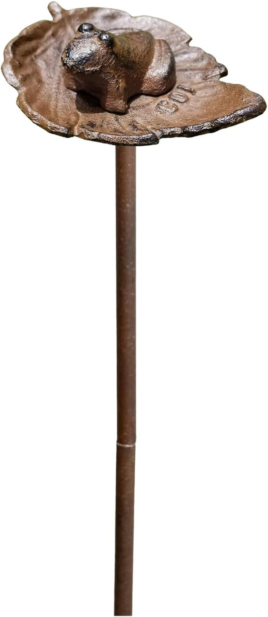 Carver's Olde Iron Decorative Garden Hose Guide Stake – 19" Solid Aluminum Heavy Duty Hose Protector for Landscaping, Flower Beds & Yard Edging - Frog