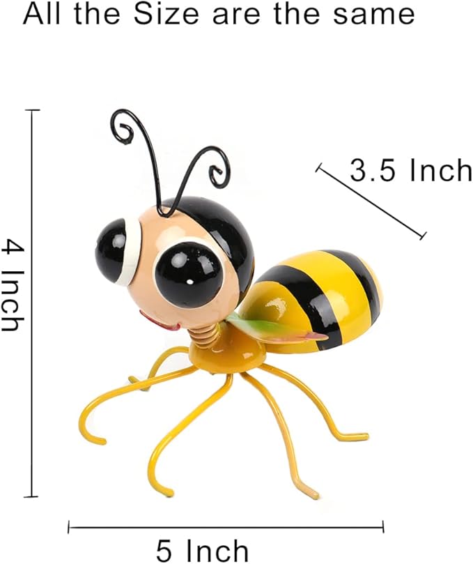 Cruis Cuka Metal Yard Art Garden Decor Cute Bee Lawn Ornament Hanging Wall Sculpture - Set of 2