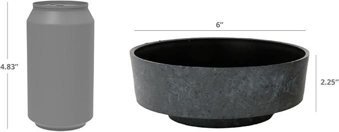 The HC Companies 6 Inch Round Plastic Succulent Capri Bowl 6"x6"x2.25" in Artisan Taupe with Copper Bottom Color