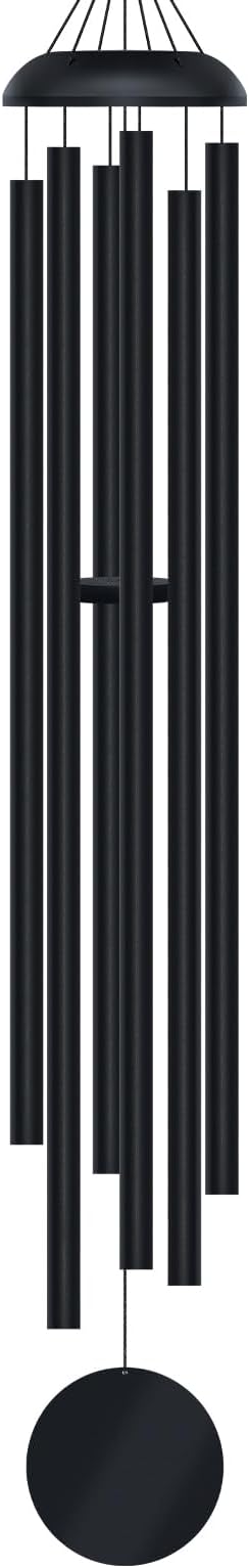 WindChimes Outdoors, 80 Inches Extra Large Deep Tone Metal WindChimes with 6 Thickened Aluminum Tubes, Wind Chimes for Outside, Memorial Wind Chimes Best Gift for Mom Grandma Women, Black