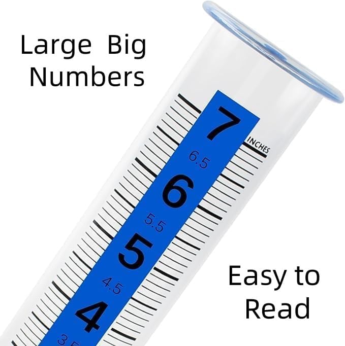 2pcs 7in Large Rain Gauge Outdoor Replacement Tube Cylinder Clear Plastic | Freeze Proof crack Weather Resistant, Big Numbers in tenths Accurate Easy to Read, Safe for Child pet Yard Garden, sturdy