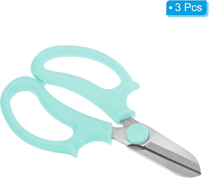 PATIKIL Floral Scissor, 3 Pcs Garden Scissors Floral Shears Gardening Pruning Shears Scissors with Comfort Grip Handle for Plants Trimming, Blue