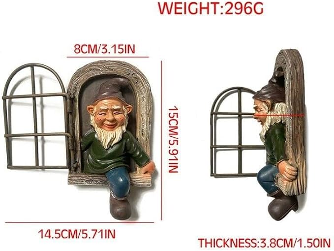 5.7-inch Elf Out The Door Tree Hugger,Funny Garden Gnome Statue, Hanging Resin Gnome Figurine,Whimsical Tree Sculpture,Garden Peeker Statue,Ideal Patio Yard Lawn Porch Decoration
