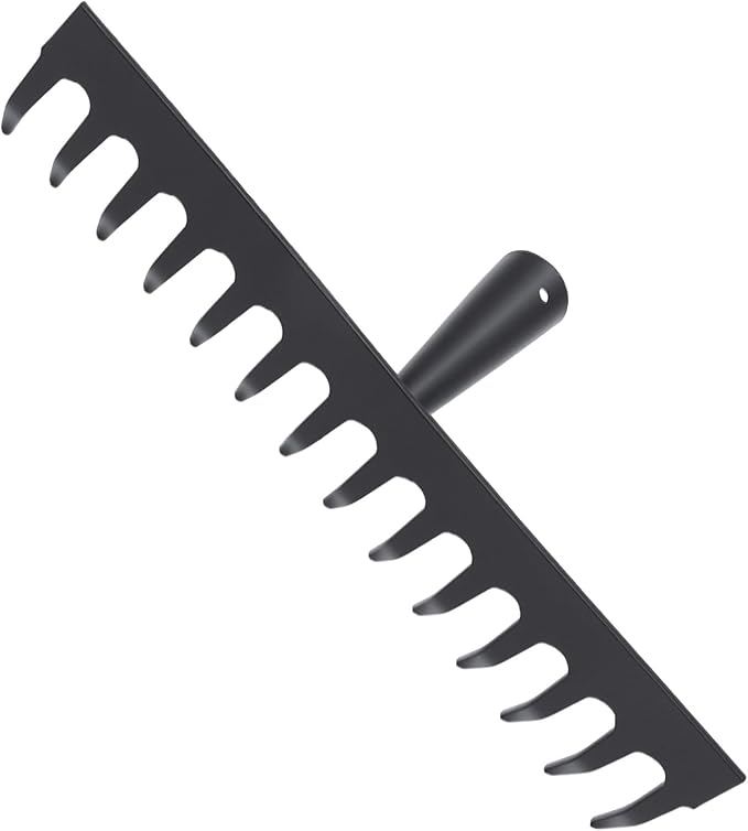 Heavy-Duty Metal Rake Head, 14-Tine Rake Head for Lawn Care, Replacement Rake Head for Leveling Soil and Clearing Debris