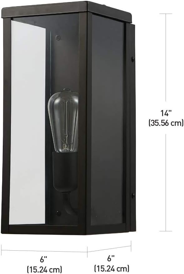 Globe Electric 44199 Donald 1-Light Outdoor Indoor Wall Sconce, Bronze, Clear Glass Shade, Bulb Included