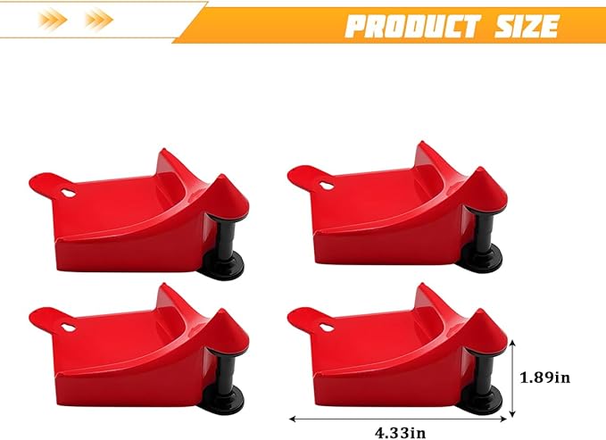 4PCS Car Hose Guide, Vehicle Detailing Cleaning Tools Hose Guides Preventing Wash Stuck Under The Tires, Automotive Wheel Rolling System Tool for Washing, Universal Fit (Red)