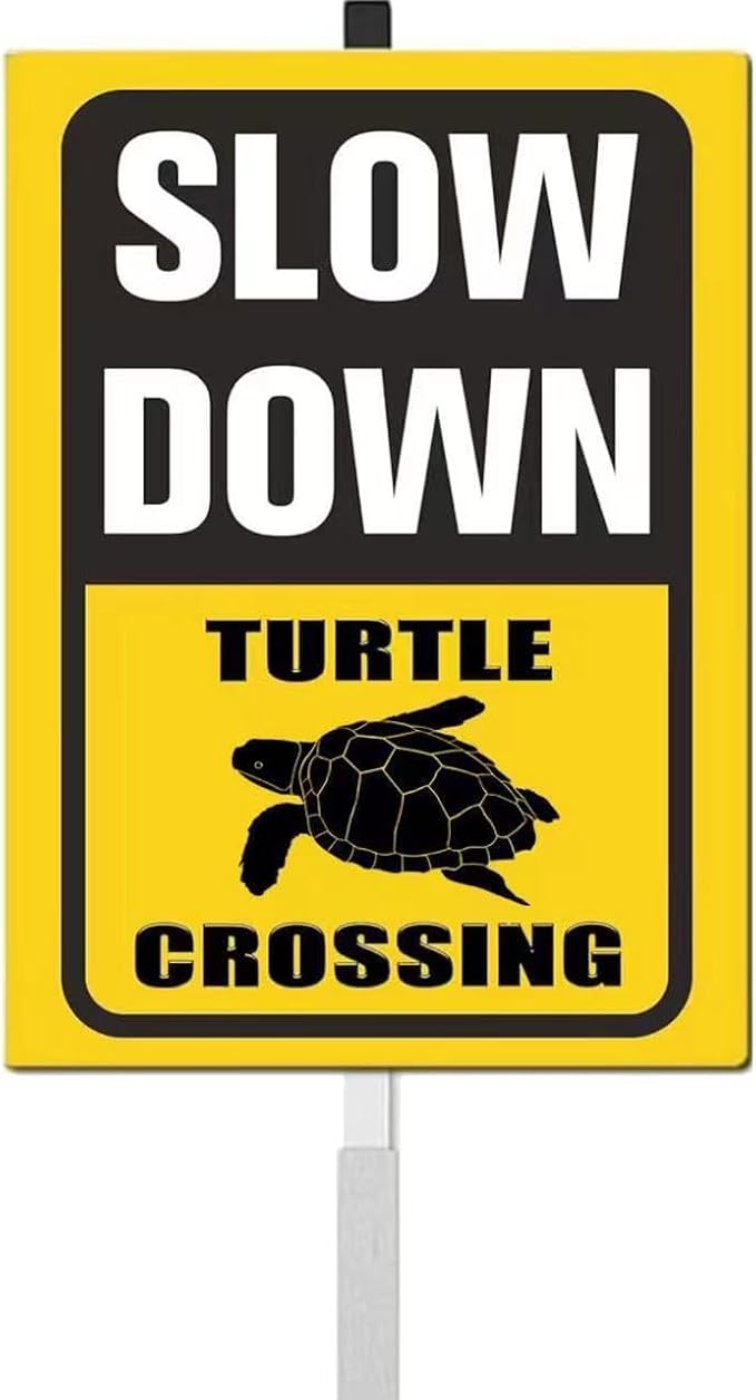 Slow Down turtle Crossing yard Sign for Street Rustproof Reflective Aluminum Caution Drive Slowly Watch for turtle Sign Garden Animal Sign for Neighborhoods