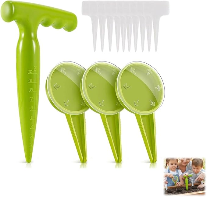Sowing Seed Dispenser Hand Tool, Handheld Garden Seeder Sower Planter with Handle, Plastic Seed Dibbler for Sowing Seeds, Planting, Bulbs, Digging (setA 1set)