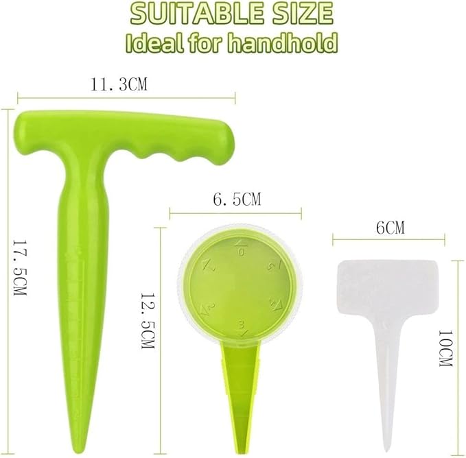 Sowing Seed Dispenser Hand Tool, Handheld Garden Seeder Sower Planter with Handle, Plastic Seed Dibbler for Sowing Seeds, Planting, Bulbs, Digging (Seeder 1set)