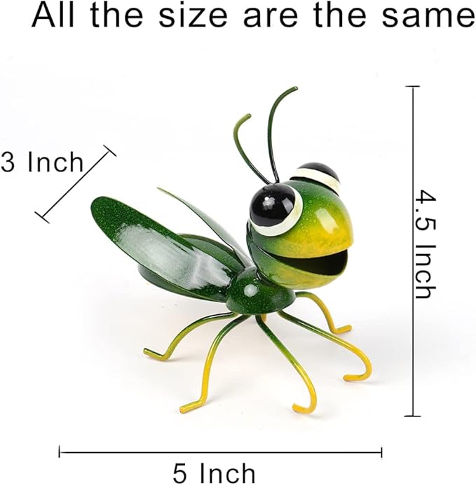 Cruis Cuka Metal Yard Art Garden Decor Cute Grasshopper Lawn Ornament Hanging Wall Sculpture - Set of 2