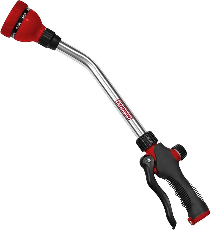 Chapin International 4672 18-inch with 8 Pattern Rotatable Nozzle and Adjustable 180-degree Spray Head Watering Wand, Black/Red