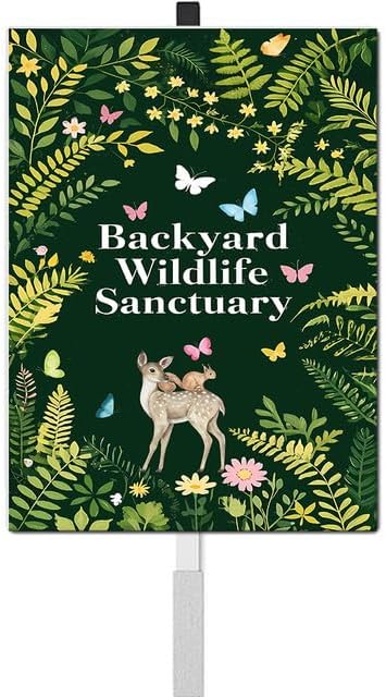 Backyard Wildlife Sanctuary Yard Sign with Stakes Protect Nature Animals Rustproof Aluminum Wildlife Habitat Lawn Sign Stand for Yard Garden Outdoor Decorations