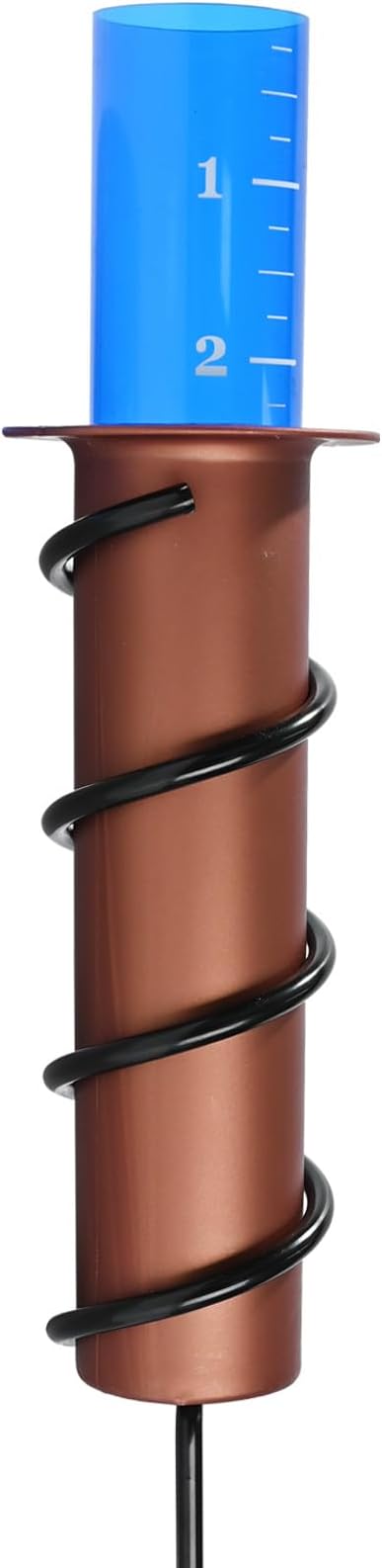 7.8 Inch Large Rain Gauge Outdoor, Freeze Proof & UV Resistant Easy-Read Design with Long Steel Stake, Accurate Rainfall Measuring Tool for Garden Yard Lawn Irrigation