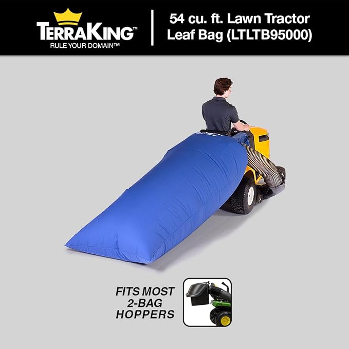 TerraKing Original Lawn Tractor Leaf Bag 54 cu ft Leaf Collection System, Compatible with Most Two-Bag Material Collection System; Blue
