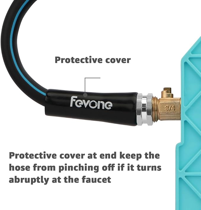 FEVONE 50 ft x 5/8 in No Kink Garden Hose, Heavy Duty Water Hose, Lightweight Hybrid Polymer, 3/4 in Aluminum Fittings for Lawn Watering, Yard Cleaning and Car Washing