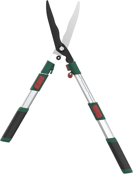 GARTOL Extendable Hedge Shears - 24 to 30 Inch Telescopic Garden Clippers with 8” Wavy SK5 High Carbon Steel Blade, Heavy Duty Manual Shrub Trimmer & Bush Shears for Boxwood, Yews & Decorative Hedges