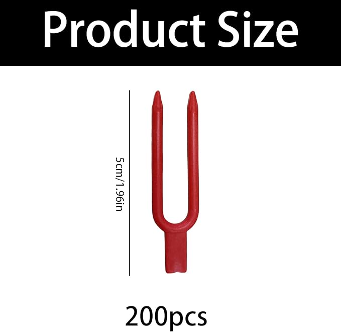 200PCS Plant Pins Set – Strawberry Plant Support, Reusable Plastic Stolon Fastener, Vines Clamps, Garden Fork & Watermelon Fork for Farming, Gardening & Vine Securing