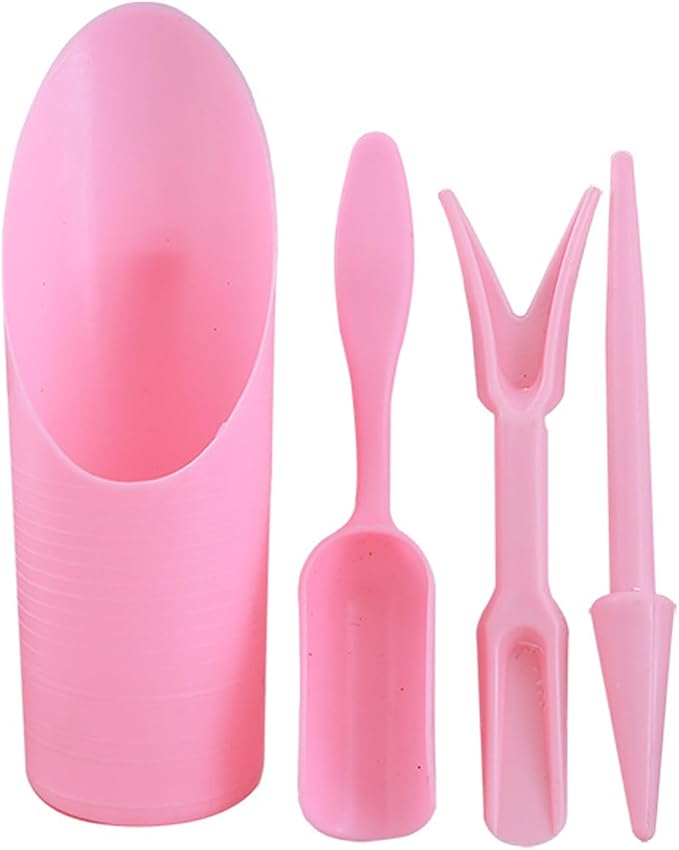 Soil Scoop for Indoor Plants - Plastic Mini Garden Plant Care Shovel Hand Tools Transplanting Succulent Cultivation Digging Scoops Kits, Pink