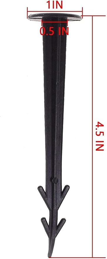 50 Pack 4.5 Inch Plastic Garden Stakes, Heavy Duty Landscape Anchoring Spikes for Weed Fabric, Tarp, Tent, Edging & Ground Fixing, Black